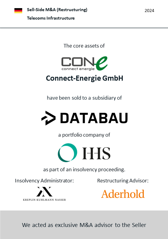 Connect-Energie GmbH core assets sold to HHS-backed DATABAU Group as part of an insolvency proceeding